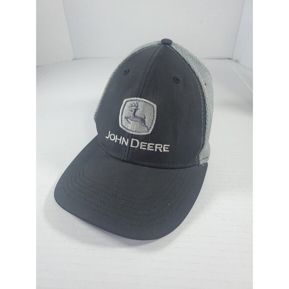 John Deere trucker men's hat dark gray cap with elastic back, light gray mesh - Picture 5 of 9